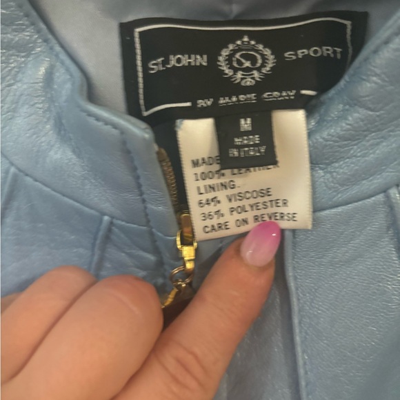 St. John sport leather bomber jacket  worn once - Picture 4 of 12